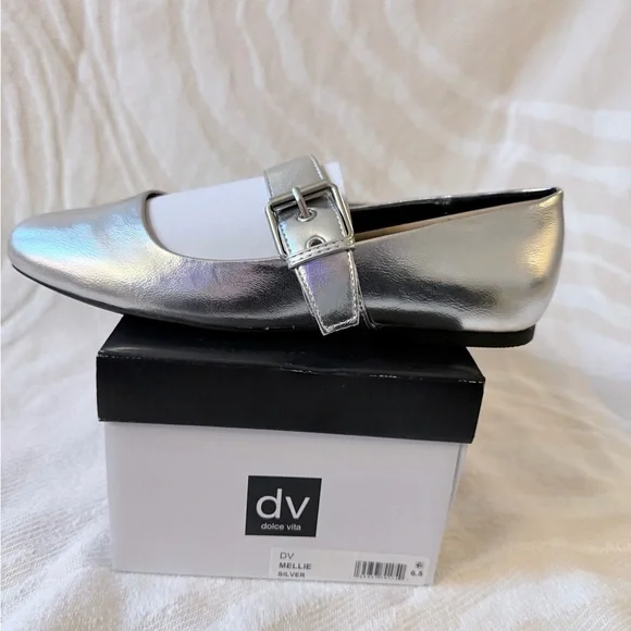 Dolce Vita Silver Flats with Buckle - Picture 3 of 5